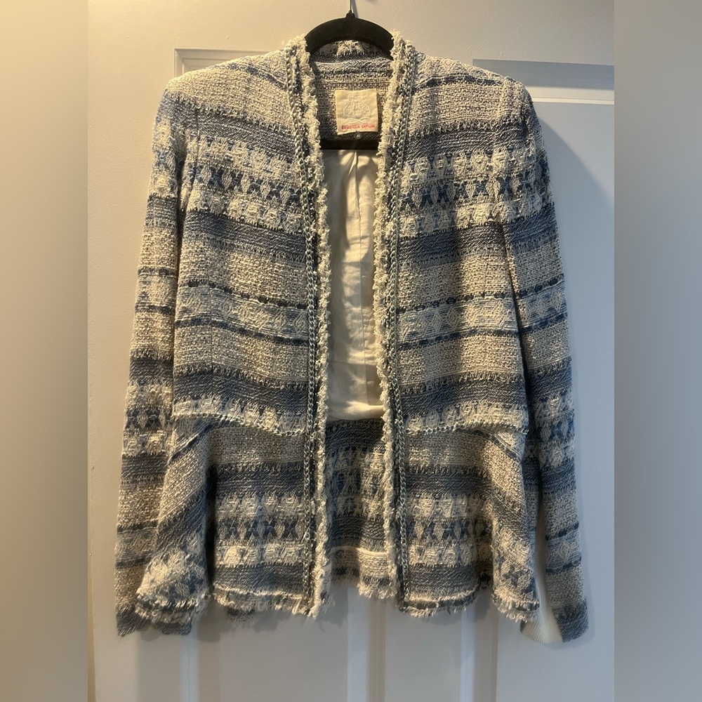 Rebecca Taylor Tweed Knit and Chain Peplum Jacket Blazer- EXCELLENT CONDITION